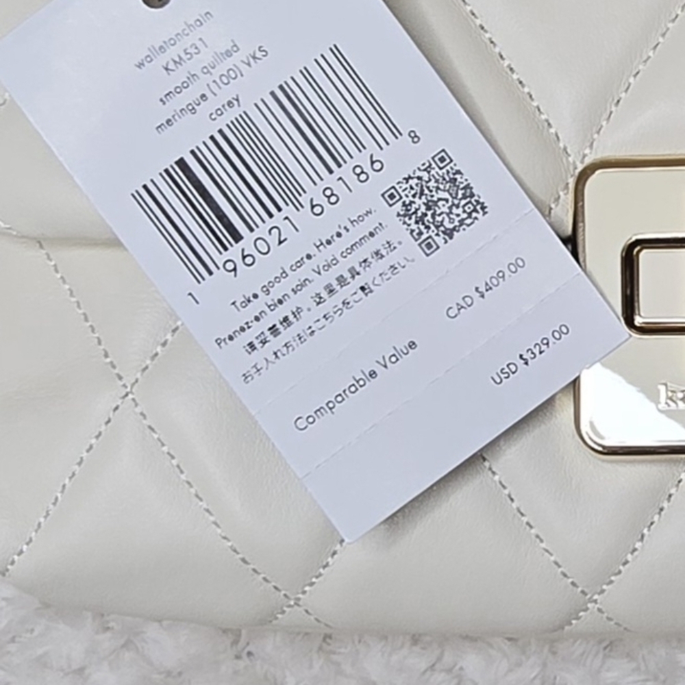Kate Spade New York Carey Quilted Leather Chain Shoulder Bag Ivory NWT - Picture 7 of 9